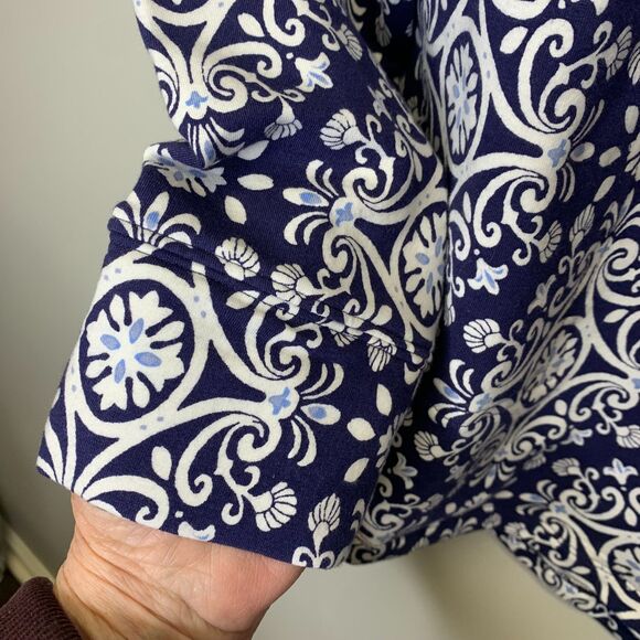 Vera Bradley Womens French Terry Quarter Zip Pullover Steel Blue Medallion - Picture 5 of 13